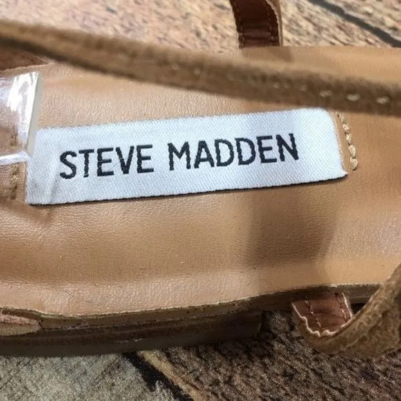 Steve Madden Swizzle Leather Gladiator Sandals Womens 7 Suede Lace Up Fringe Toe - Picture 7 of 11